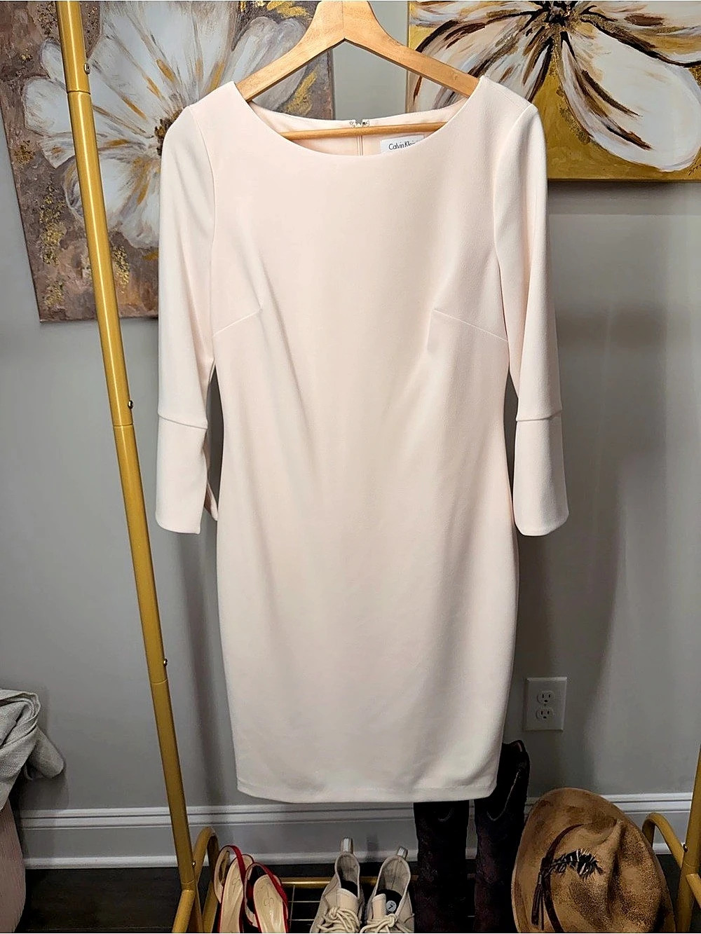Calvin Klein Long Sleeve Dress in Pink Size Medium